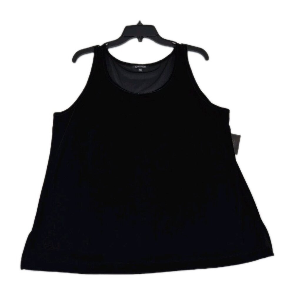 John Mark Women's Tank Top Size XL P Sleeveless Scoop Neck Velvet Black (04)
